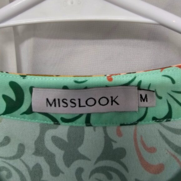 Misslook Blouse Boho Festival Green Floral Cottage Retro Hippie M - Picture 9 of 12
